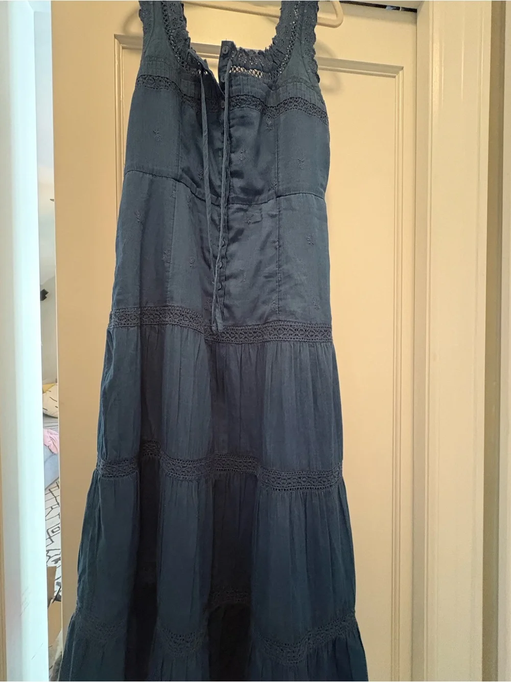 Gap Blue Tiered Lace-Trim Midi Dress - Picture 5 of 6